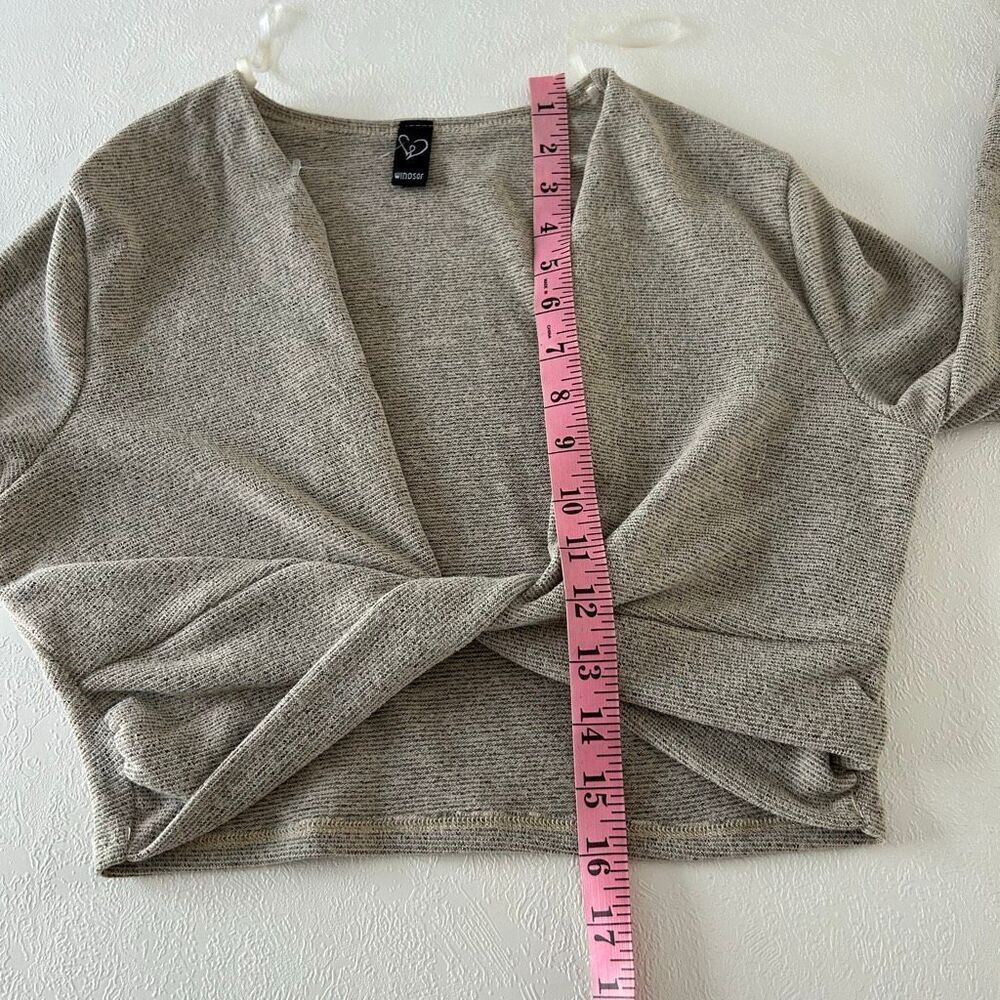 Windsor Taupe Knit Twist Front Crop Top & High Waist Pants Set – Size L - Picture 11 of 15